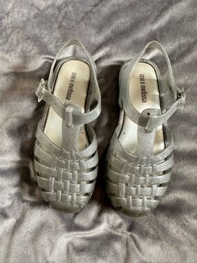 Mini Melissa Silver Glitter Jelly Sandals
